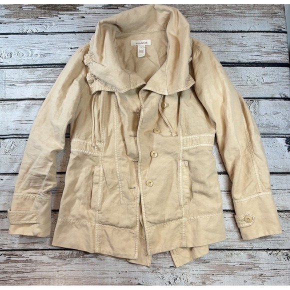 Sundance Womens Every Angle Linen Blend Jacket‎ Size S Beige Button Up Outerwear - Picture 2 of 8